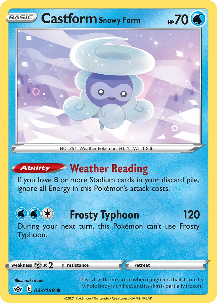 Castform Snowy Form #34, Chilling Reign Reverse Foil