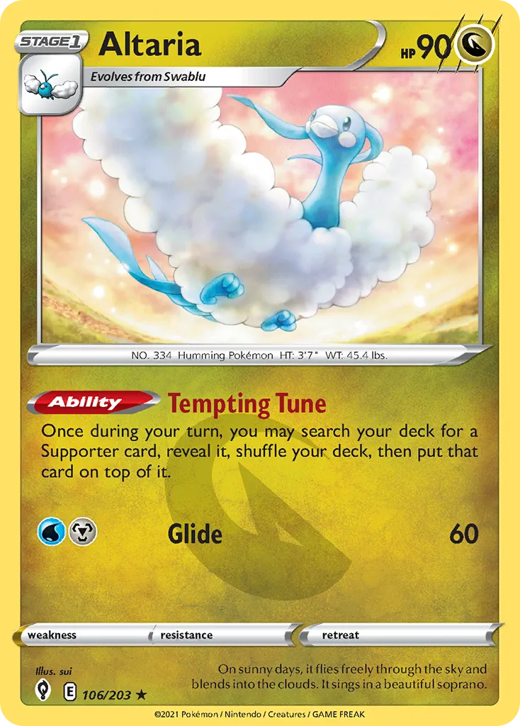 Altaria #106, Evolving Skies Reverse Foil