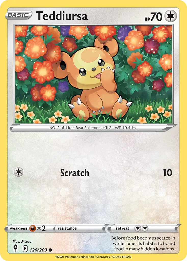 Teddiursa #126, Evolving Skies Reverse Foil