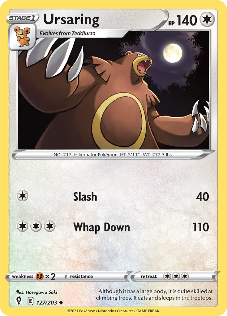 Ursaring #127, Evolving Skies Reverse Foil
