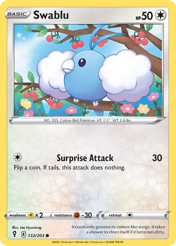 Swablu #132, Evolving Skies Reverse Foil