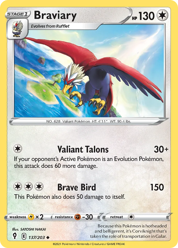 Braviary #137, Evolving Skies Reverse Foil