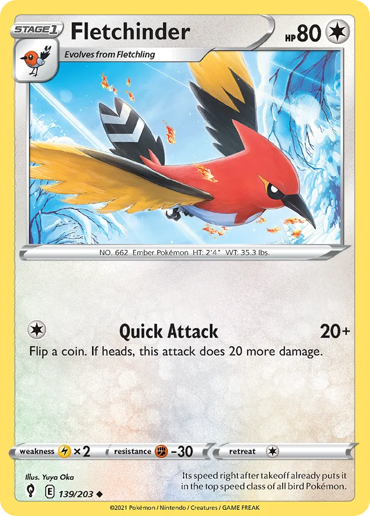 Fletchinder #139, Evolving Skies Reverse Foil