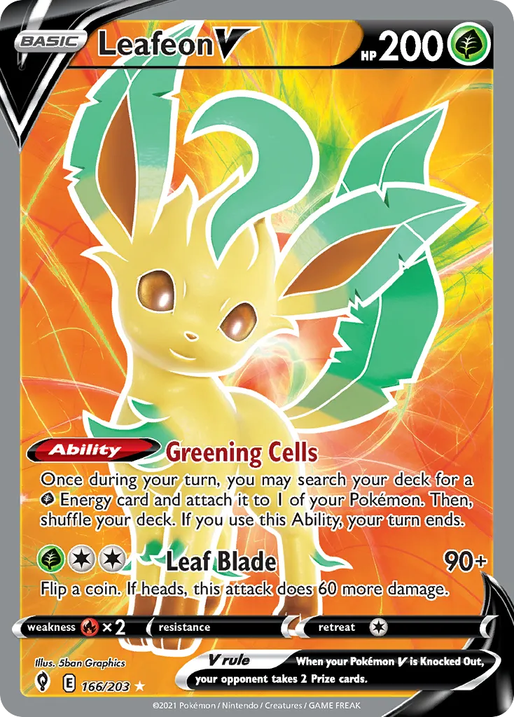 Leafeon V #166, Evolving Skies Inverted Back