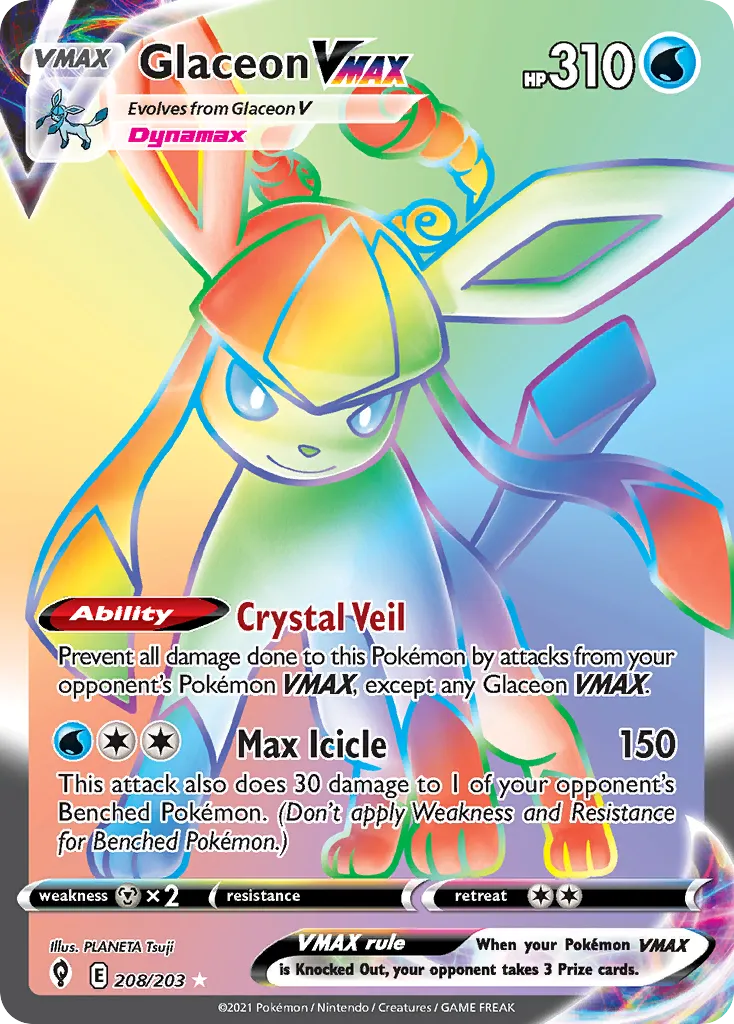 Glaceon VMAX #208, Evolving Skies Secret