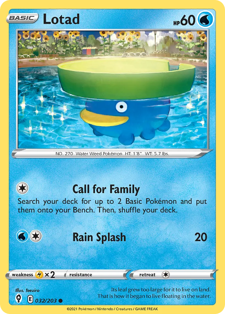 Lotad #32, Evolving Skies Reverse Foil