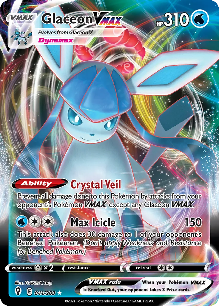 Glaceon VMAX #41, Evolving Skies Inverted Back
