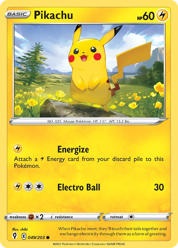 Pikachu #49, Evolving Skies Reverse Foil
