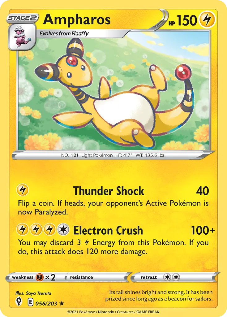 Ampharos #56, Evolving Skies Reverse Foil