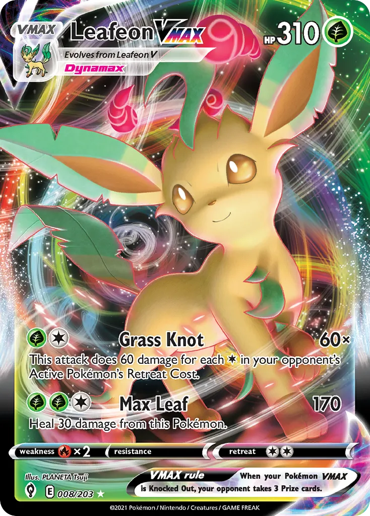 Leafeon VMAX #8, Evolving Skies Inverted Back