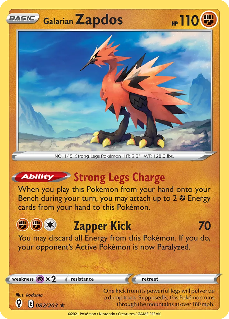 Galarian Zapdos #82, Evolving Skies