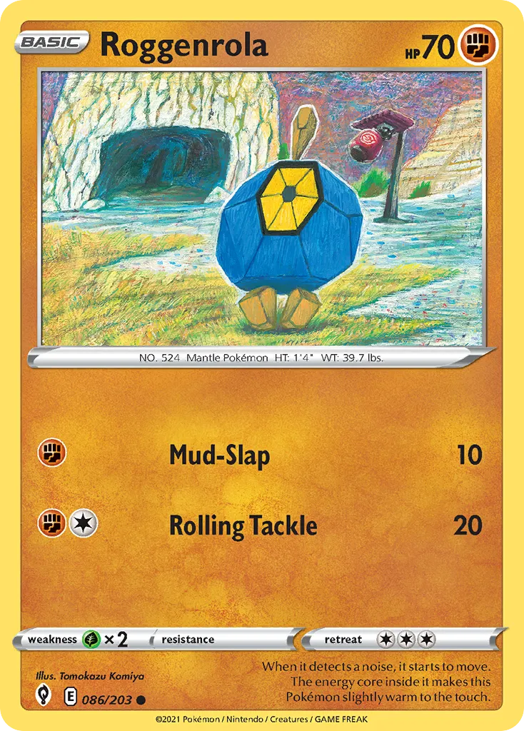 Roggenrola #86, Evolving Skies Reverse Foil
