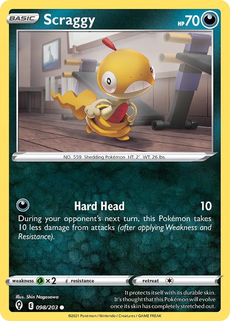 Scraggy #98, Evolving Skies Reverse Foil