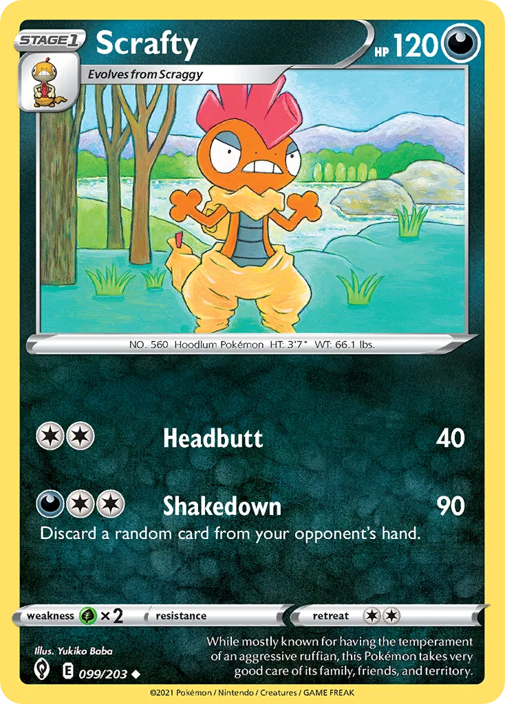 Scrafty #99, Evolving Skies Reverse Foil