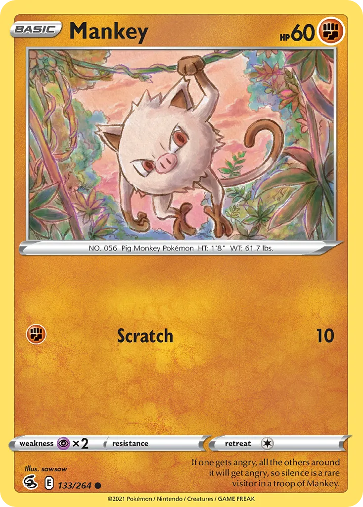 Mankey #133, Fusion Strike Reverse Foil