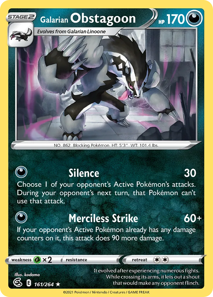 Galarian Obstagoon #161, Fusion Strike Reverse Foil