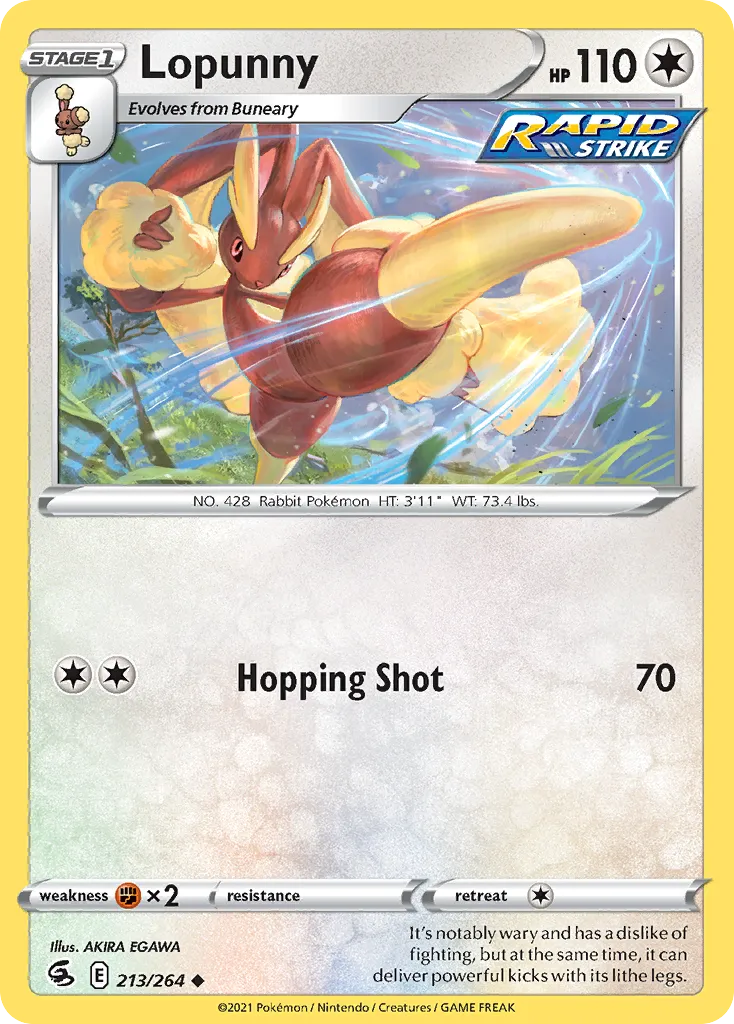 Lopunny #213, Fusion Strike Reverse Foil