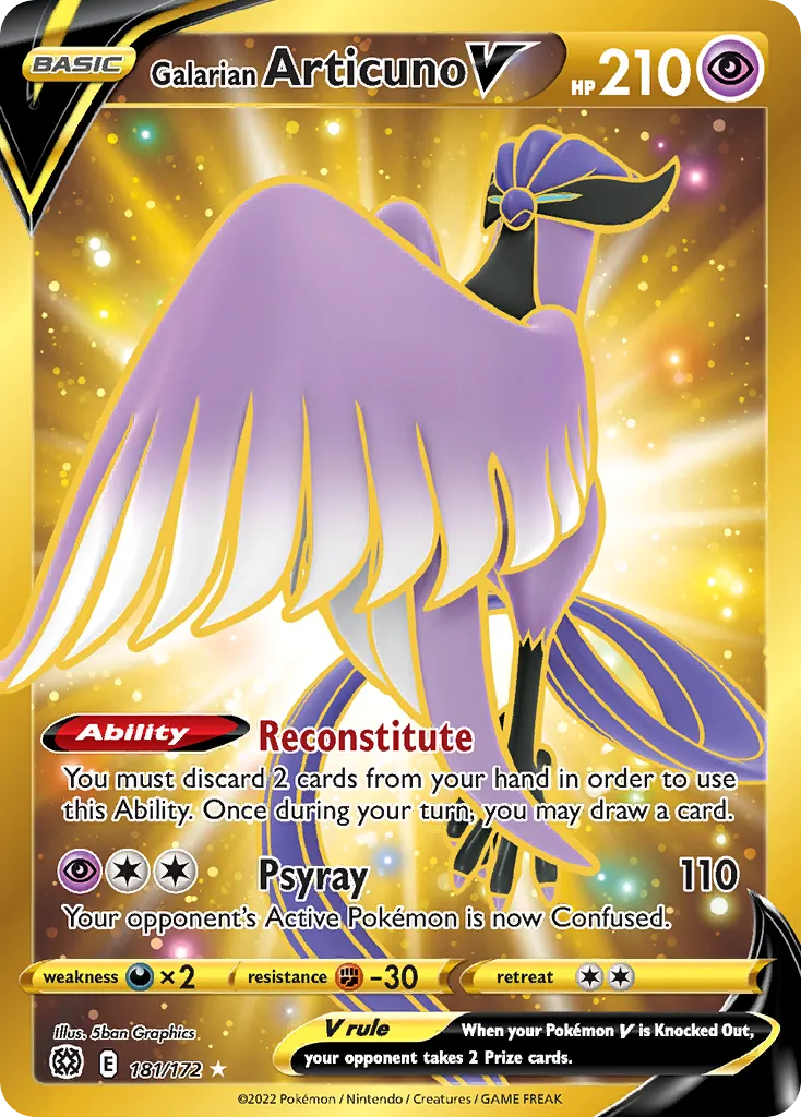 Galarian Articuno V #181, Brilliant Stars Secret