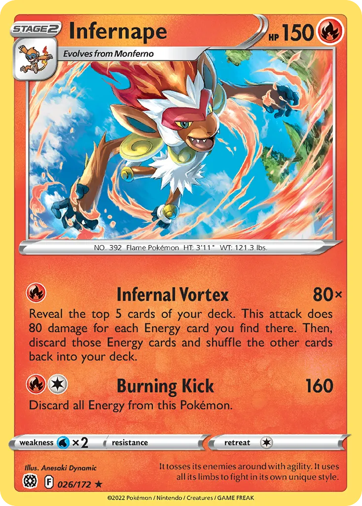 Infernape #26, Brilliant Stars Reverse Foil
