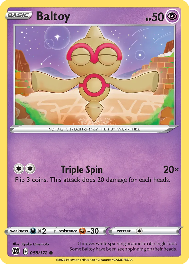 Baltoy #58, Brilliant Stars Reverse Foil