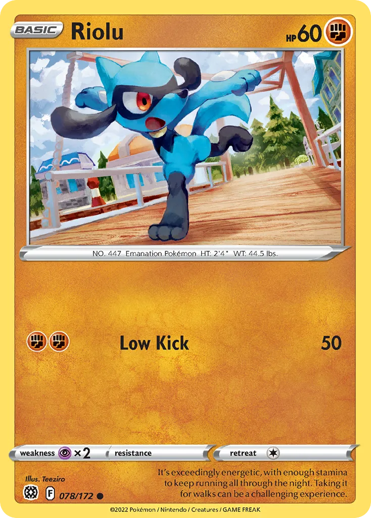 Riolu #78, Brilliant Stars Reverse Foil
