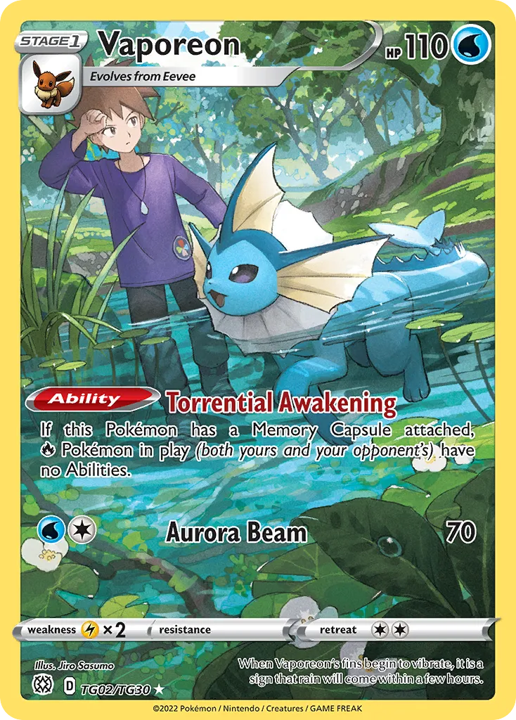 Vaporeon #TG02, Brilliant Stars Trainer Gallery