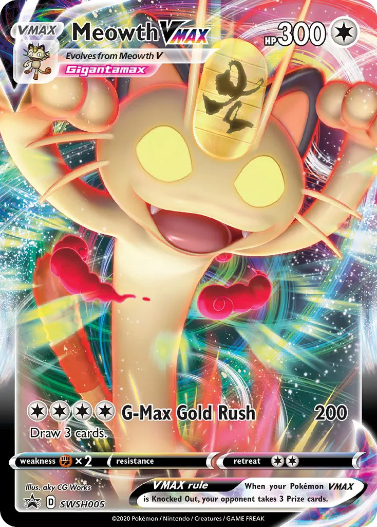 Meowth VMAX #SWSH005, SWSH Black Star Promos Meowth Vmax Special Collection-Jumbo