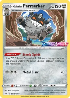 Galarian Perrserker #SWSH008, Prerelease