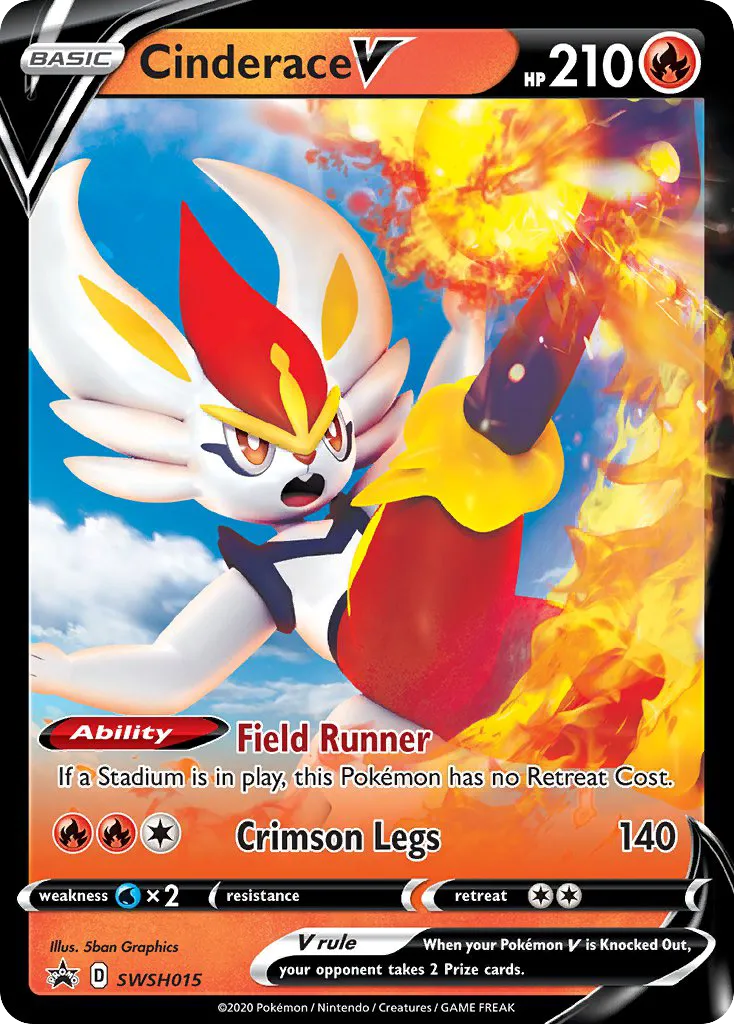 Cinderace V #SWSH015, SWSH Black Star Promos Galar Partners Tins