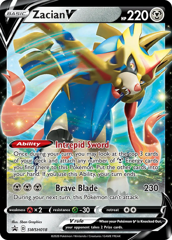 Zacian V #SWSH018, SWSH Black Star Promos Legend of Galar Tins