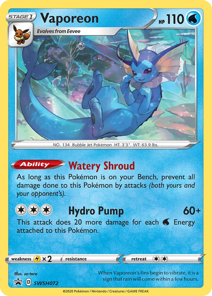 Vaporeon #SWSH072, SWSH Black Star Promos Triple Blisters Pack