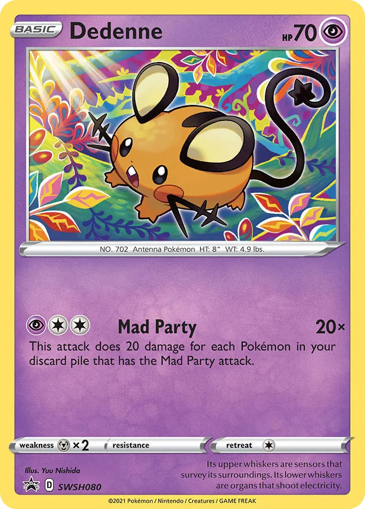 Dedenne #SWSH080, SWSH Black Star Promos Shining Fates Mad Party Pin Collection