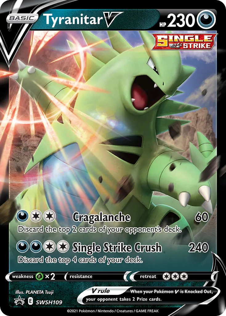 Tyranitar V #SWSH109, SWSH Black Star Promos V Strikers Tins