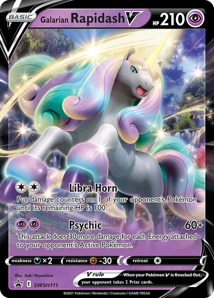 Galarian Rapidash V #SWSH111, SWSH Black Star Promos Galarian Rapidash V Box-Jumbo