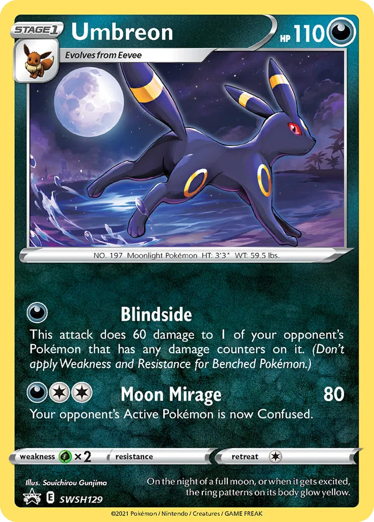 Umbreon #SWSH129, SWSH Black Star Promos Evolving Skies Three Pack Blisters