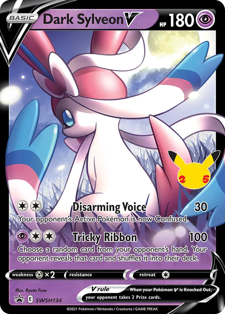 Dark Sylveon V #SWSH134, SWSH Black Star Promos Celebrations Collection-Jumbo
