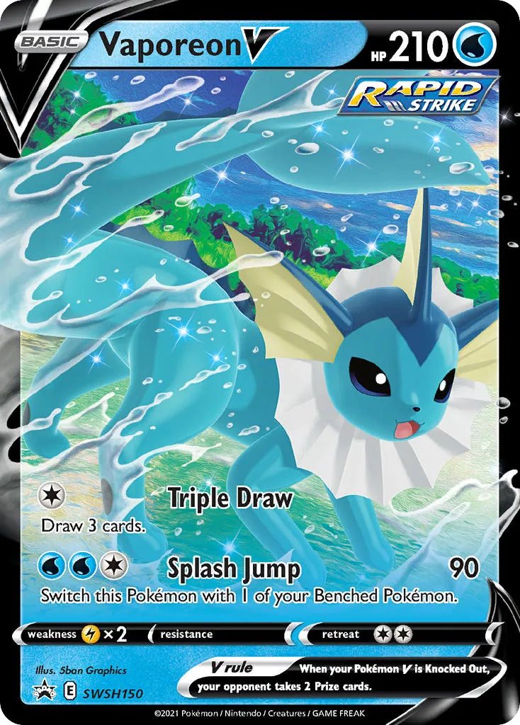 Vaporeon V #SWSH150, SWSH Black Star Promos Eevee Evolutions Tins
