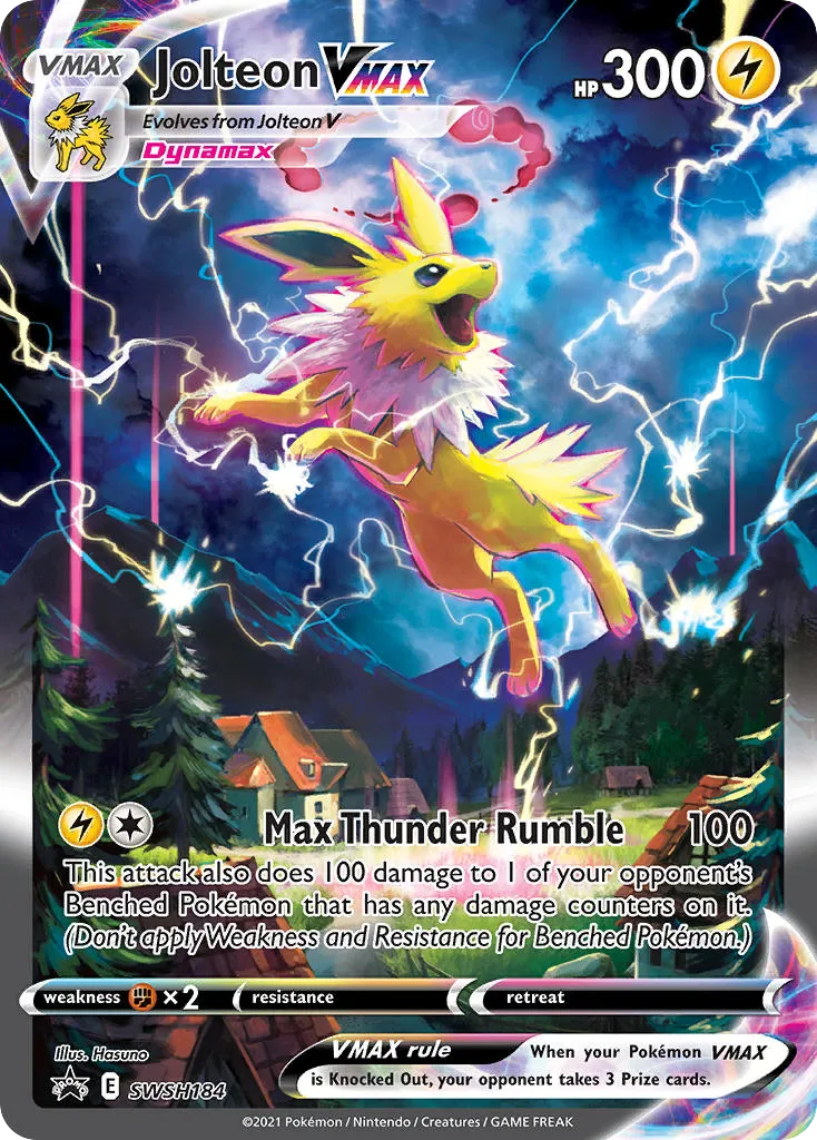 Jolteon VMAX #SWSH184, SWSH Black Star Promos Jolteon Vmax Premium Collection-Jumbo