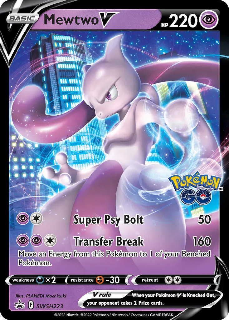 Mewtwo V #SWSH223, SWSH Black Star Promos Pokemon Go V Battle Deck