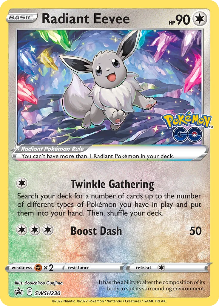 Radiant Eevee #SWSH230, SWSH Black Star Promos Pokemon Go Premium Collection Radiant Eevee