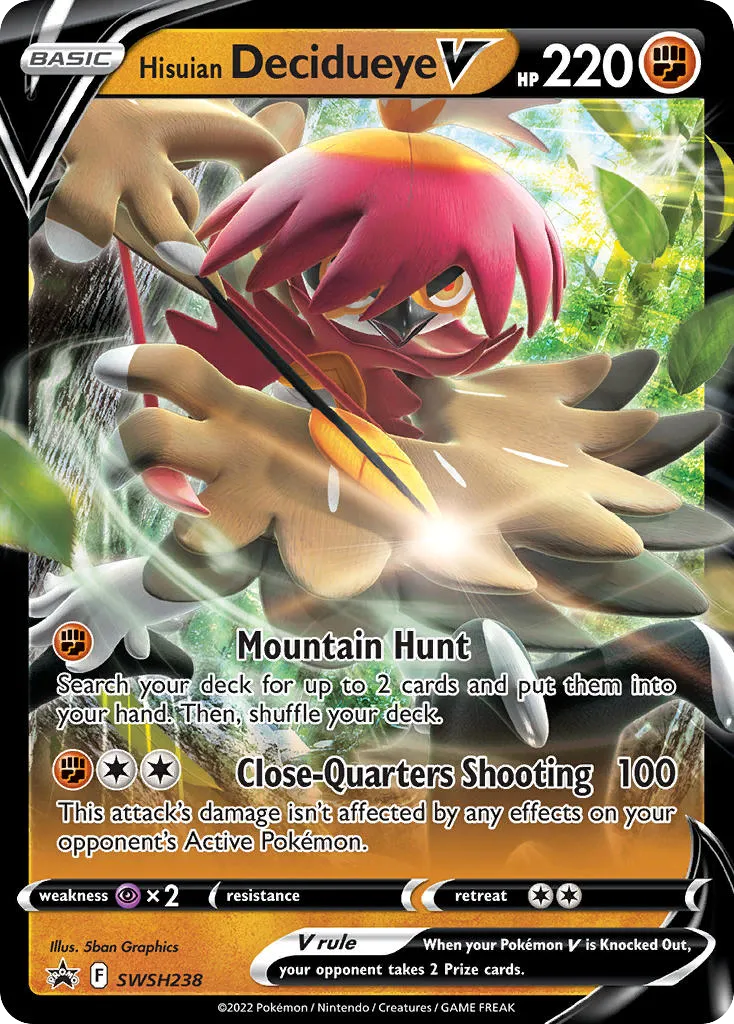 Hisuian Decidueye V #SWSH238, SWSH Black Star Promos Divergent Powers Tins
