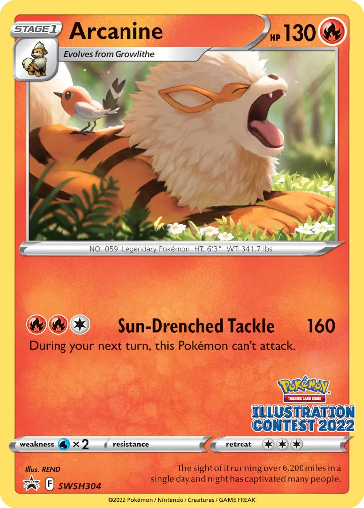 Arcanine #SWSH304, SWSH Black Star Promos Illustration Contest 2022