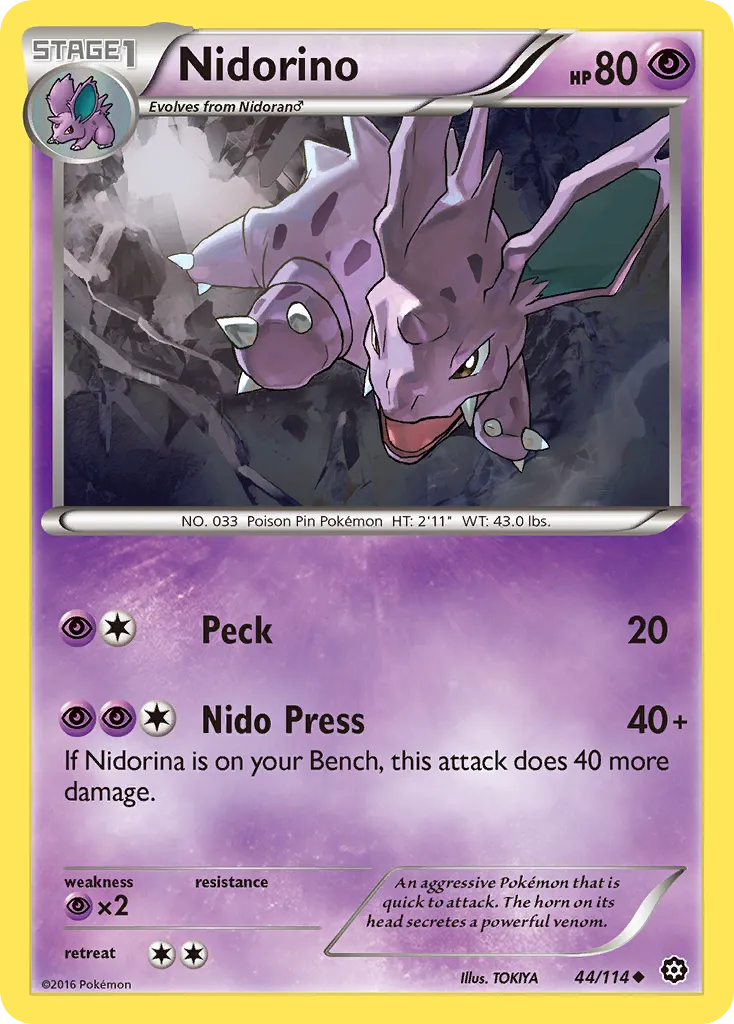 Nidorino #44, Steam Siege Reverse Foil