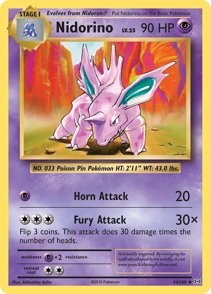 Nidorino #44, Evolutions Reverse Foil