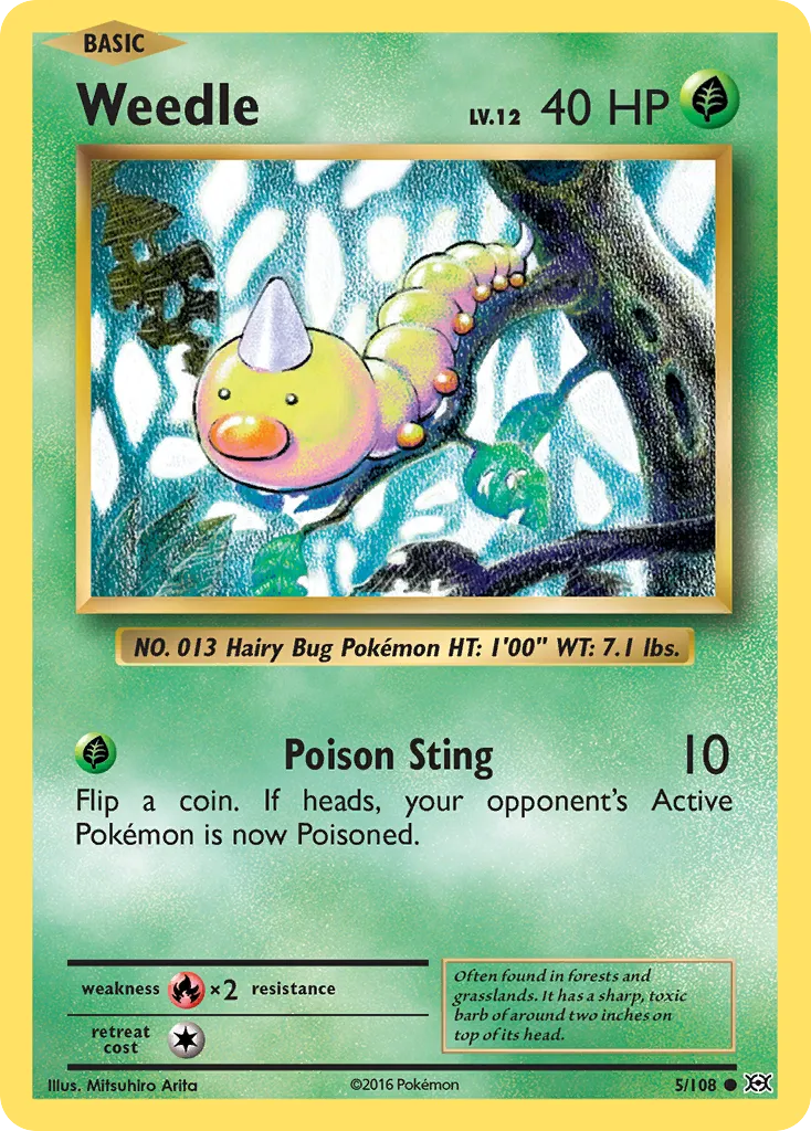 Weedle #5, Evolutions Reverse Foil