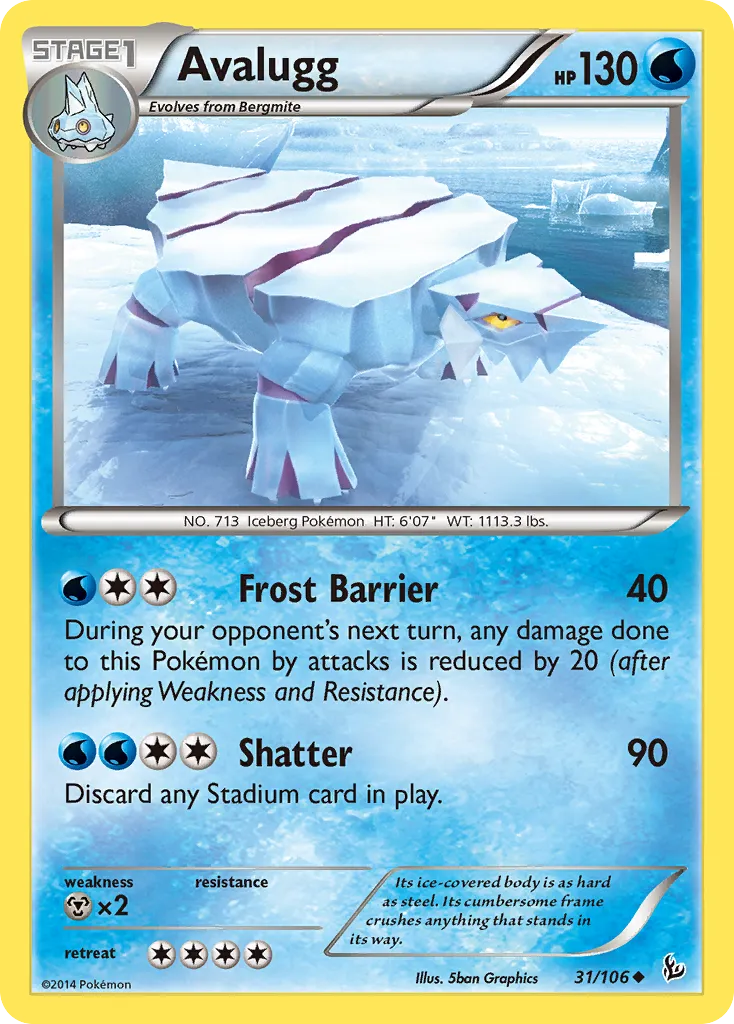 Avalugg #31, Flashfire Crosshatch-2014 2nd Place Pokemon League