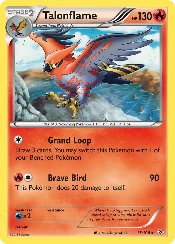 Talonflame #15, Roaring Skies Reverse Foil