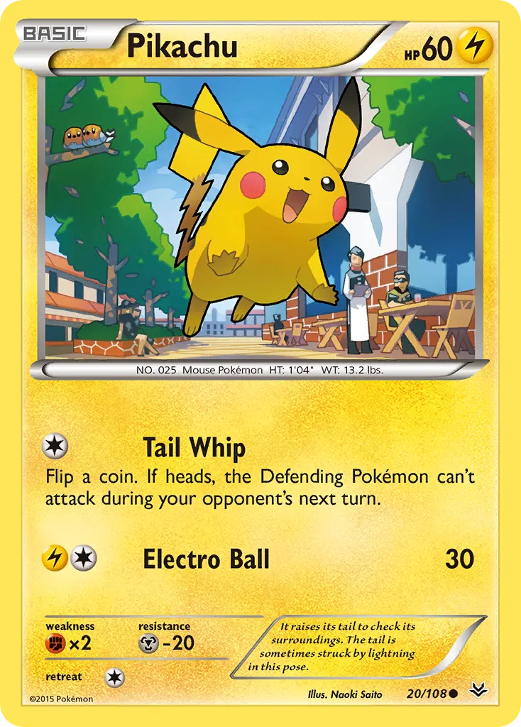 Pikachu #20, Roaring Skies Reverse Foil
