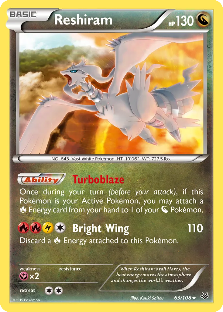 Reshiram #63, Roaring Skies Reverse Foil