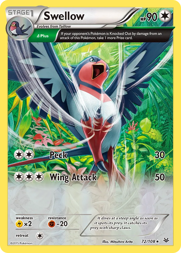 Swellow #72, Roaring Skies Reverse Foil